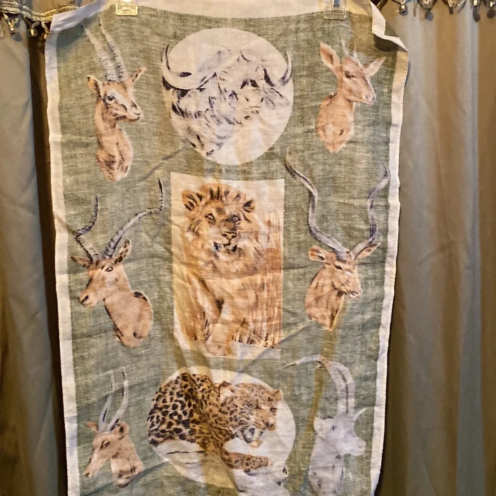 Irish linen towel wild life safari animals